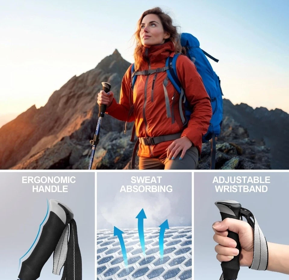 Bastones de trekking plegables bastones de senderismo - aleación de aluminio 7075 bastones de trekking... Foto 4 de 4