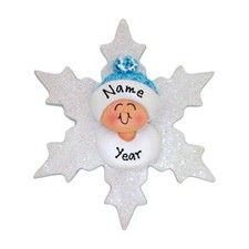 PERSONALIZED Baby's First Christmas Ornament - Baby Boy on Snowflake