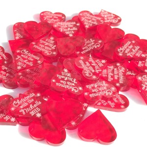 Personalised Christmas Table Decorations Surname Heart Confetti 50