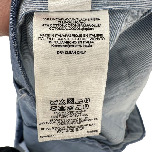 Brooks Brothers Linen Cotton Pants Blue Mens 36 28 Inseam Made In Italy Trousers - Bild 12 von 12