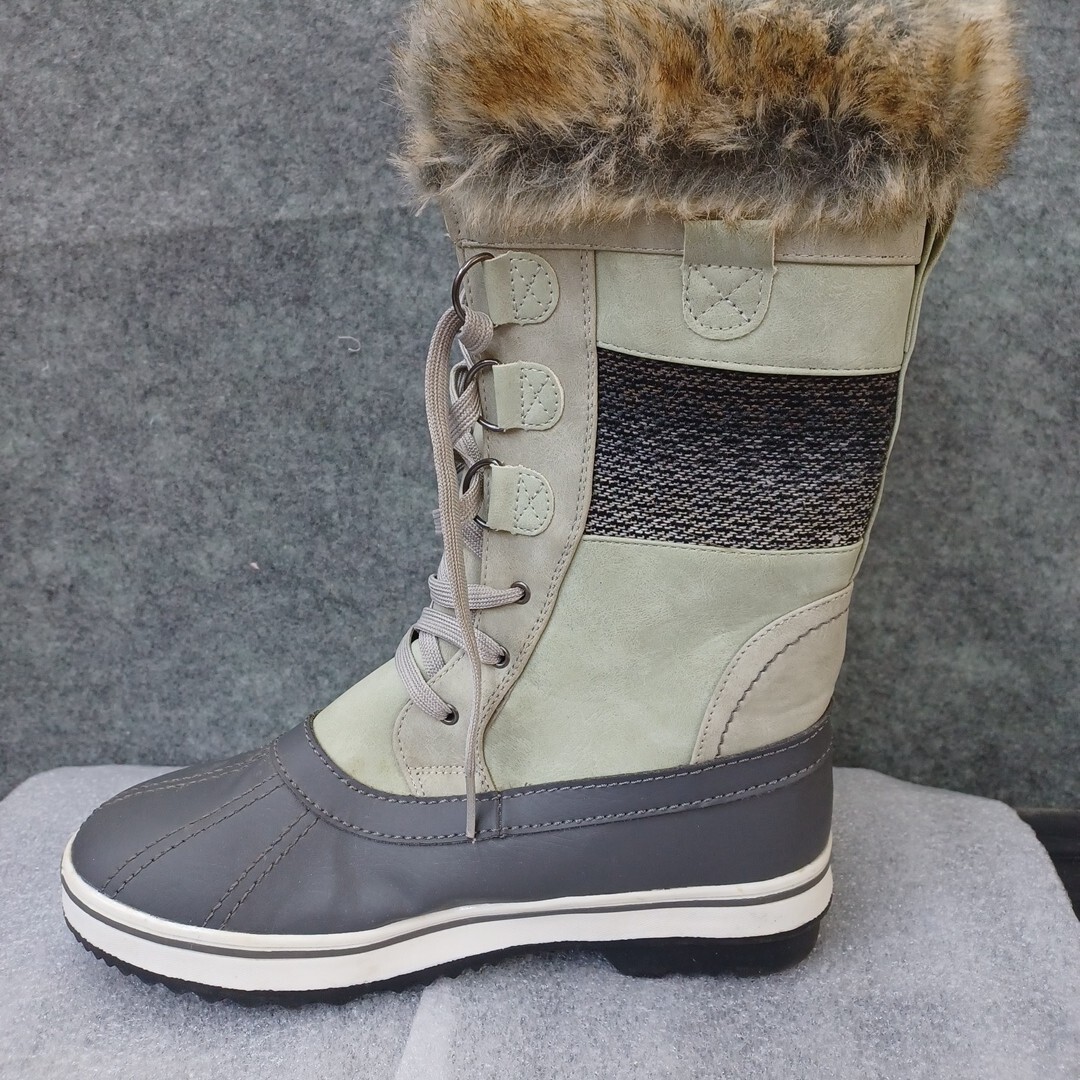 Northside Bishop Waterproof Faux Fur Tall Duck Snow Winter Boots Mint Gray 10