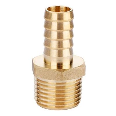 U.S. Solid 1pc Brass Pipe Fitting Adapter Coupler, 3/8'' Hose Barb x MNPT 1/2''