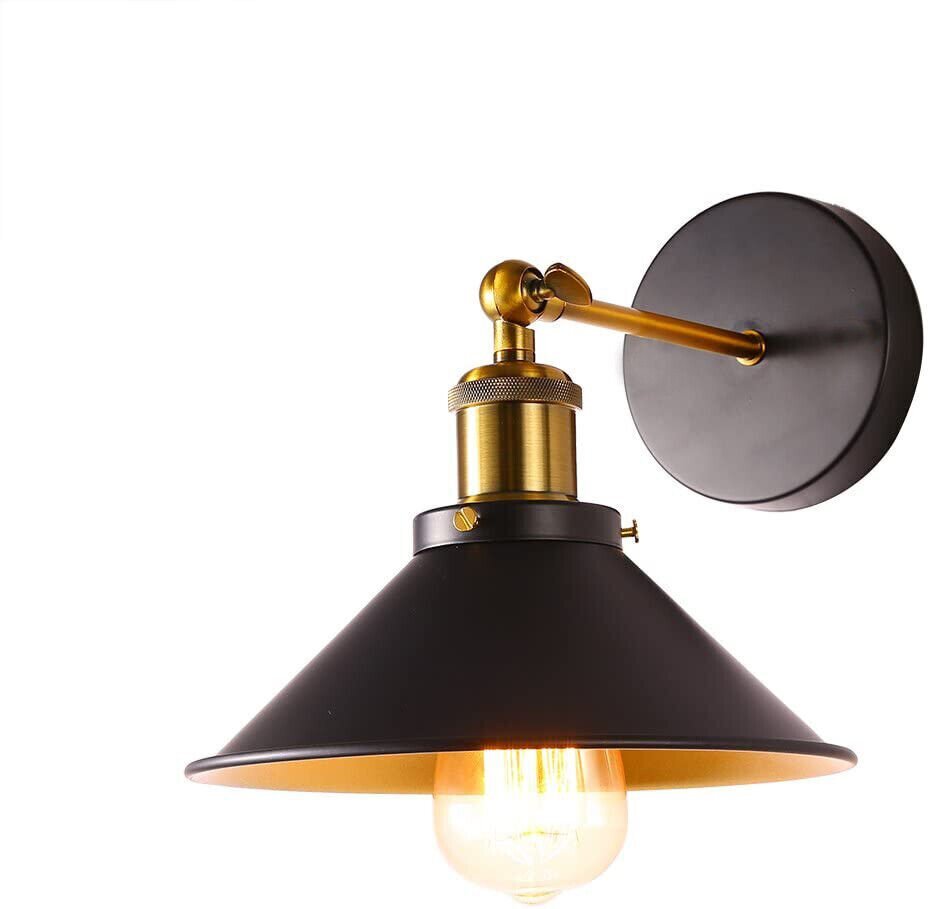 Modern Vintage Industrial Indoor Wall Light Fitting Black Metal Lounge Lampshade eBay