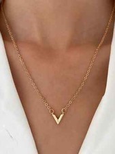Collana donna alla moda lega di zinco ciondolo lettera V donna dorato