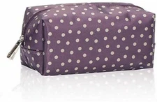 Thirty One Uptown mini zipper pouch makeup cosmetic bag 31 gift Plum Dancing Dot
