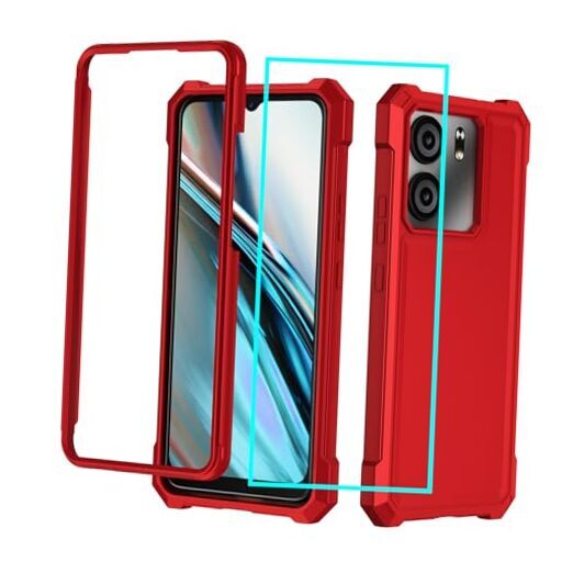 for BLU Case with Screen Protector,Blu Phone Case Front Silicone View 5 Red
