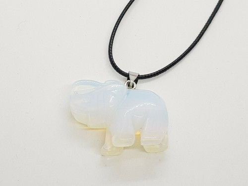 Opal Necklace Elephant Pendant Thick Chunky Healing Stone Chakra Reiki Opalite - Picture 4 of 12