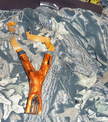 Handmade wooden slingshot catapult. Signed. Buckthorn. With 3M shooting glasses!
