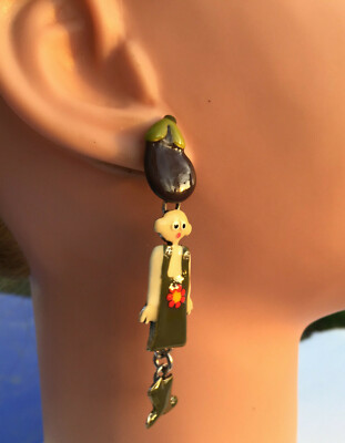 Boucles D'oreilles Clips Taratata Modèle POTAGE - Collector France, Occasion Multicolore