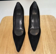 Stuart Weitzman Black Suede Leather Pointed Toe Pumps High Heels Size 4.5 M