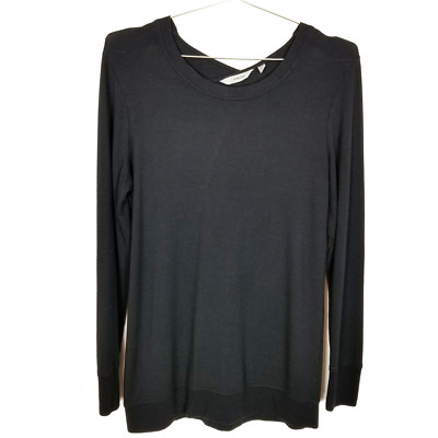 Athleta Women Coaster Go-To Sweatshirt Top Black Size S Long Sleeve Cross Back