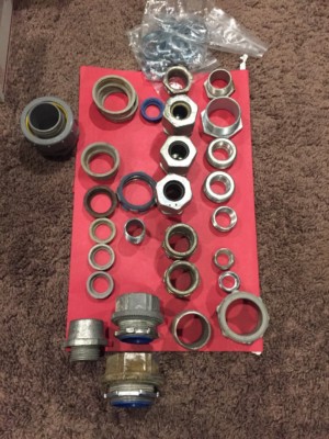 LARGE ELECTRICAL LOT OF CONNECTORS, Bushings and hubs  AND MISCELLANEOUS