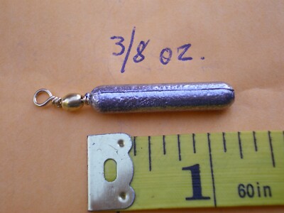 15 PCS. BOTTOM BOUNCER PENCIL SINKER 3/8 OZ. W/#7 BRASS BARREL SWIVEL