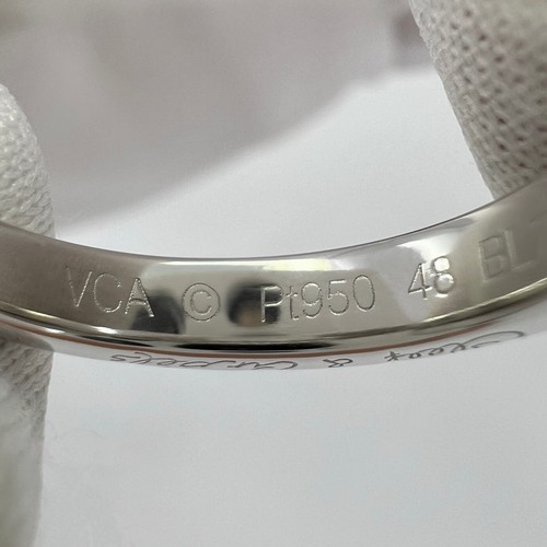 Vintage Van Cleef & Arpels NY Natural Diamond Platinum Solitaire Band Ring 49 - Picture 8 of 11