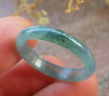 Video Certified Icy Green A Jadeite Jade Round Circle Ring NO. 9.5 115317 TS
