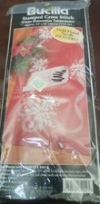 Bucilla "White Poinsettia" 14" x 44" Stamped Cross-Stitch Tablerunner