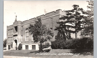 ST PETER'S SCHOOL beaver dam wi real photo postcard rppc wisconsin catholic