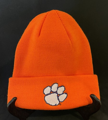 Clemson Tiger Beanie Hat Orange Top Of 