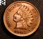 1903 Indian Head Penny Cent ~ Gem BU (red) ~ Four Diamonds! (I261)