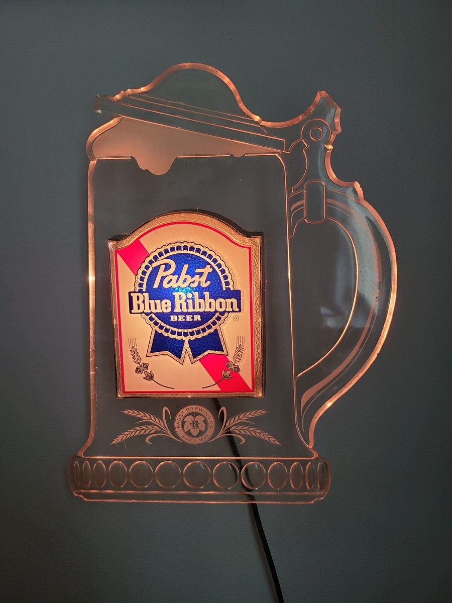 Vintage Pabst Blue Ribbon Beer Clear Plastic Stein Light Up Beer