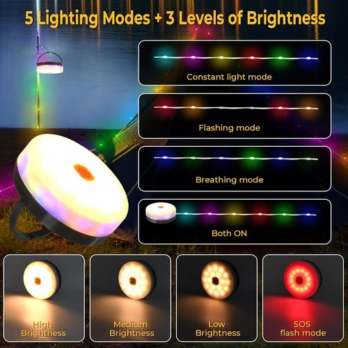 Outdoor Portable Camping Light RGB/WW Retractable String Lights Reel Waterproof - Picture 13 of 32