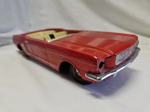 BANDAI MUSTANG CONVERTIBLE TIN BATTERY OPERATED CAR W GEAR SHIFT PARTS OR REPAIR