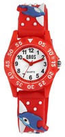 Kinder Armbanduhr Kinderuhr Kids Analog Watch Silikonarmband Delfin Rot Qbos