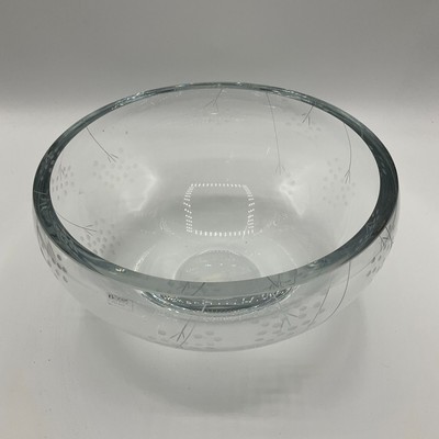 Vintage Krosno Poland Crystal Art Glass Bowl   Milled Edge, Heavy, Near Mint