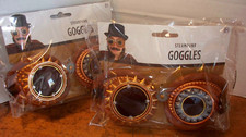 Lot of 2 Costume SteamPunk Aviator Pilot Goggles Gothic Brown Gold Victorian