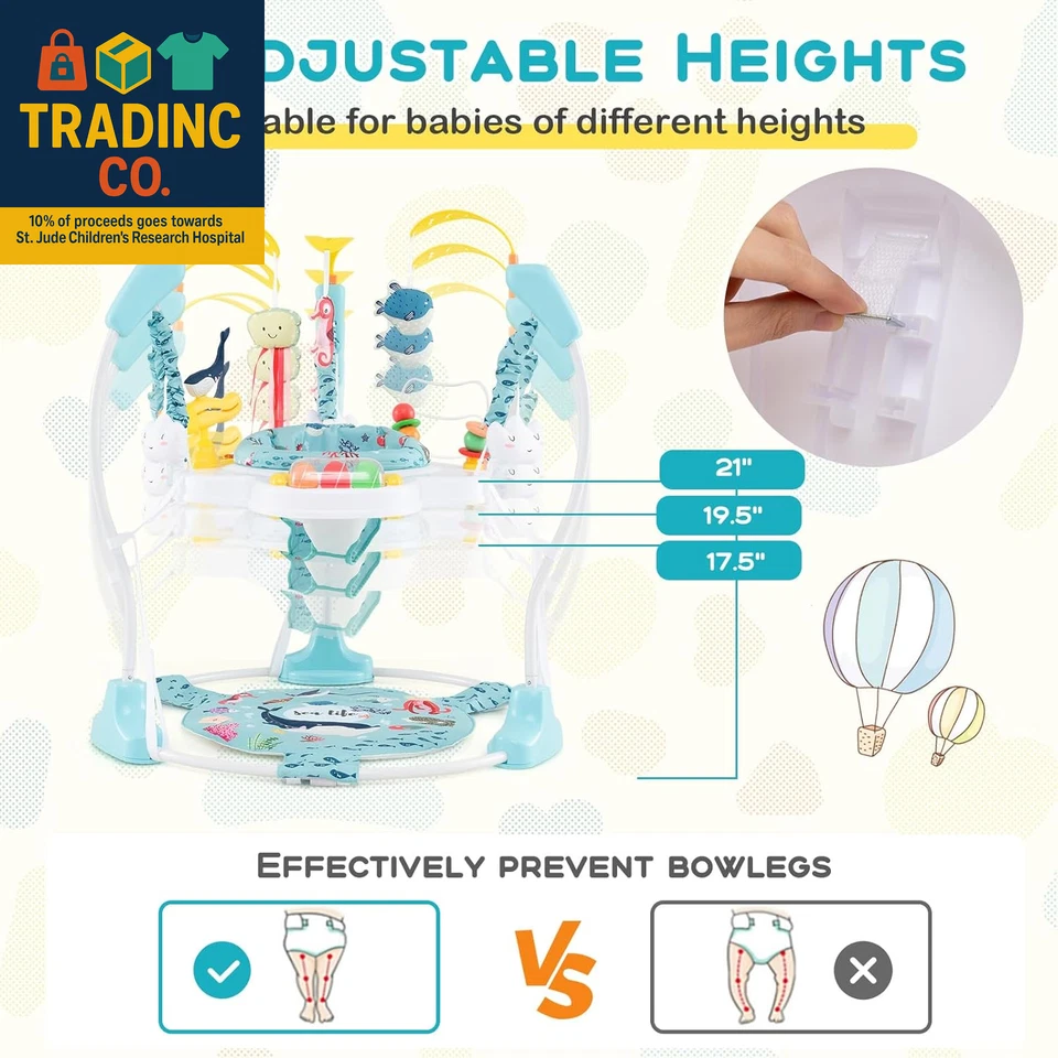 Saltadores y gorilas para bebés, centro de actividades infantiles con luces musicales sonidos, 360° Foto 2 de 4