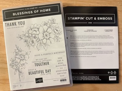 Stampin  Up! BLESSINGS OF HOME Stamp Set W/ FLOWERS OF HOME DIES  (Retired)