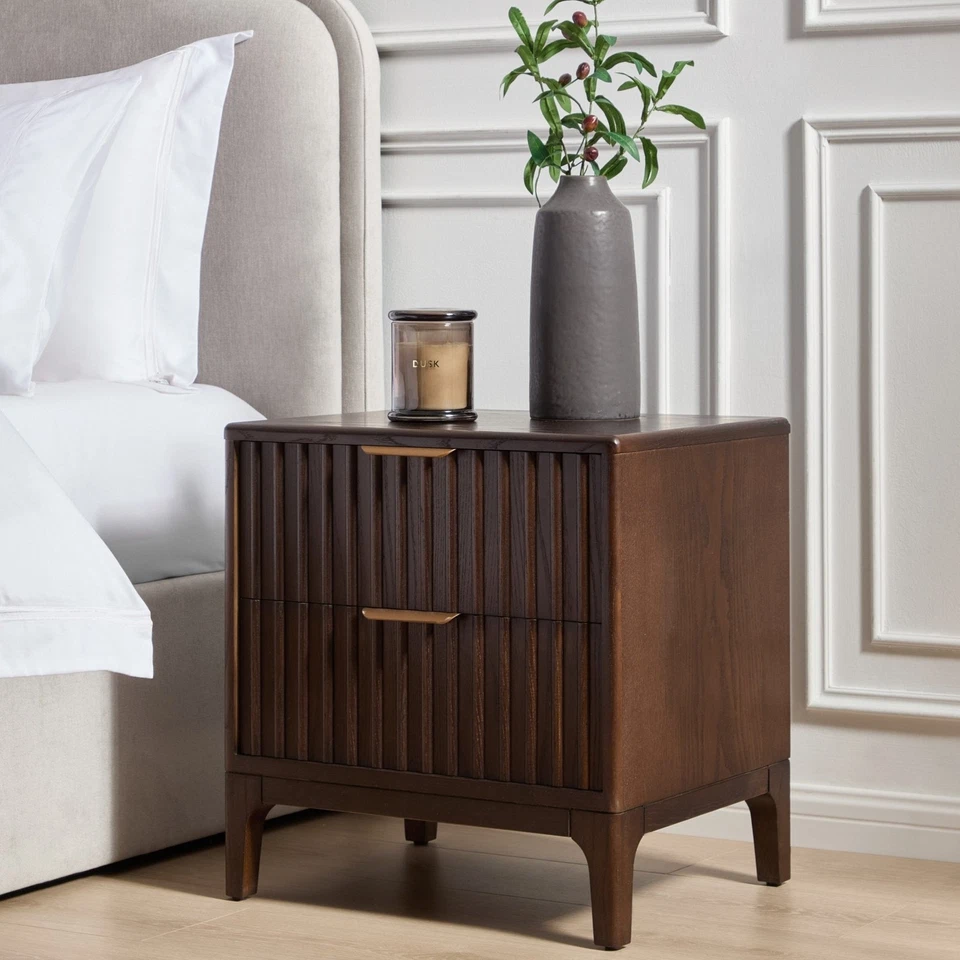 Dusk Elena Walnut Veneer 2 Drawer Bedside Table RRP £329