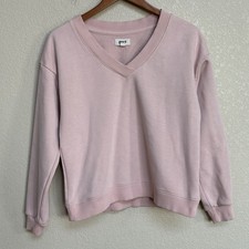 Pact Blush Pink V-Neck Sweatshirt Pullover Organic Cotton S Women  s
