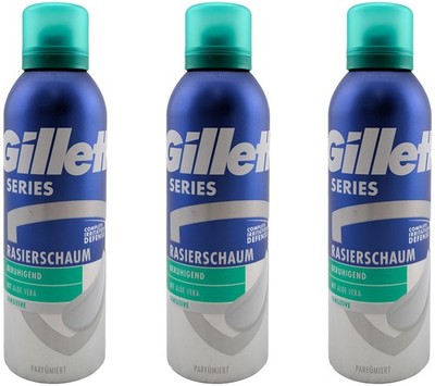Gillette Rasierschaum SENSITIVE 3 x 200ml beruhigend mit Aloe Vera -parfümiert