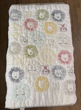 POTTERY BARN KIDS Emery Lion Baby/ Toddler Linen Embroidered Quilt 36  X 48  