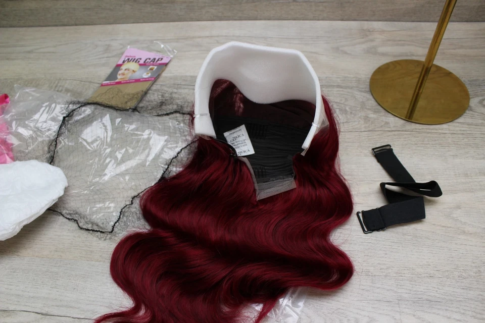 99j Burgundy Lace Front Wigs Human Hair Body Wave 13x4 HD Glueless lace Frontal - Image 4 of 4