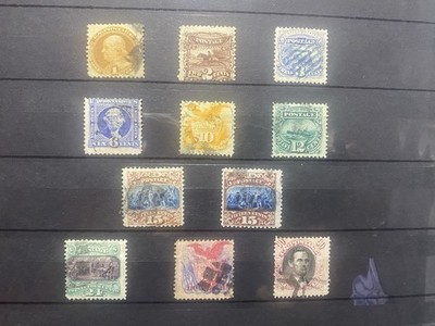 US 1869 Pictorial Stamps G Grills Complete Set 112-122
