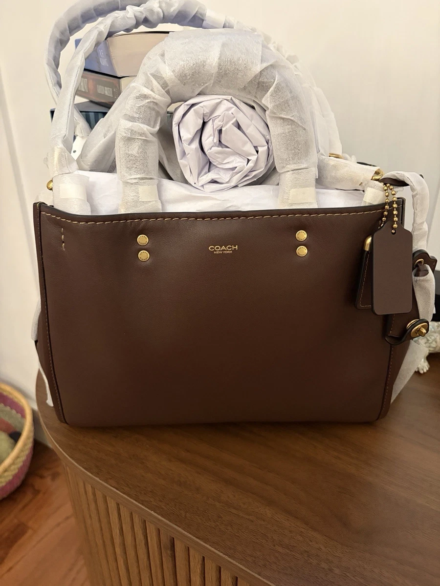 【良品】 coach rogue 2way bag leather beige NWT COACH ROGUE 26 PEANUT TAN MIXED LEATHERS WITH RIVETS TOP