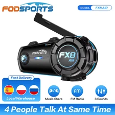 FX8 AIR Motorcycle Intercom Helmet Bluetooth Headset,4 Rider Interphone,Fm Radio