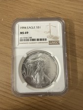 1oz Fine Silver 1994 Liberty American Eagle MS69 NGC Slabbed
