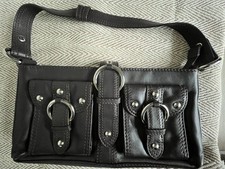 Ri2k London brown leather shoulder handbag - 2 outer pockets & zip closure