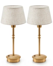Small Cordless Lamp Rechargeable Table Lamps Set of 2, Dimmable Battery Opera...