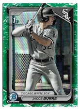 2024 Jacob Burke Bowman Rookie Prospect Green Lunar Refractor Chicago White Sox