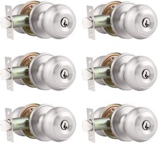 Probrico (6 Pack) Satin Nickel Round Entry Do...