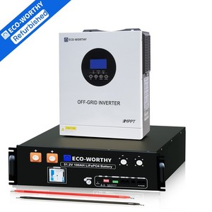 ECO-WORTHY 48V 100Ah LiFePO4 Battery+5kW 48V Inverter Charger Off-Grid For Home