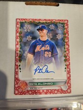 2022 Topps Holiday Pete Alonso AUTO /25 RED METALLIC SNOWFLAKE #WHA-PA NY Mets