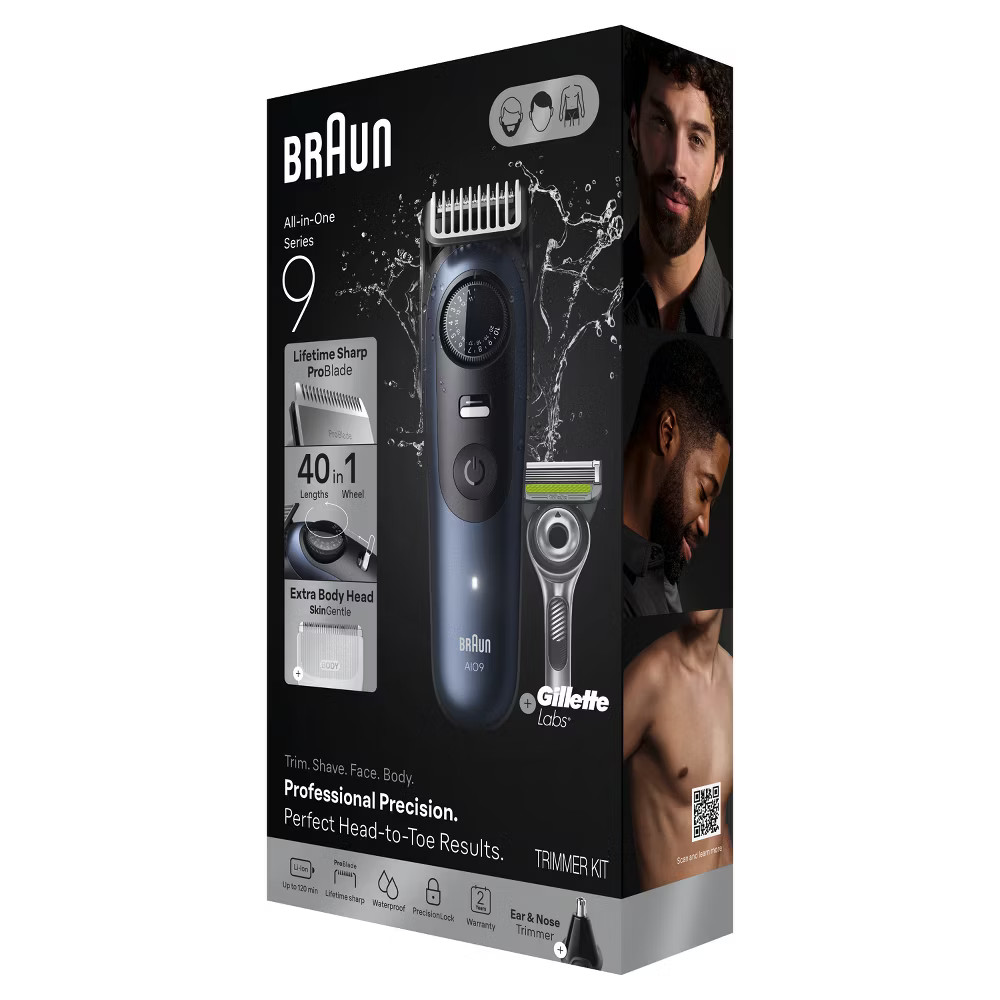 Braun Men's All-In-One Series 9 Trimmer Kit for Beard, Face, Hair and