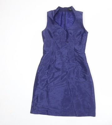 ginny Damen Etuikleid blau Polyester Größe M V-Ausschnitt Reißverschluss