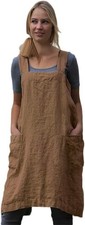 Women's Pinafore Square Apron Baking Cooking Gardening Works X-Large, Brown