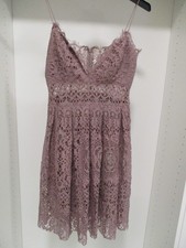 ASOS MAUVE LACE SLEEVELESS SPEGHETTI STRAP DRESS SIZE 6